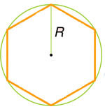 Площадь правильного шестиугольника по радиусу описанной окружности